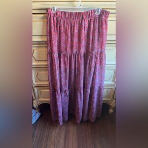 Red boho Paisley Skirt